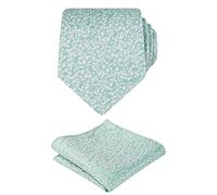 Alizeal Corbata clásica colorida con estampado floral de 8 cm para hombre con pañuelo, 126-menta claro, Taille unique