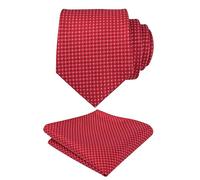 Alizeal Corbata clásica de lunares para hombre y pañuelo para negocios, corbata formal con bolsillo cuadrado, 155-rojo, Taille unique