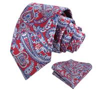 Alizeal Corbata de Paisley para Hombre con Pañuelo de Bolsillo Cuadrado para Boda Fiesta Corbata Floral y Conjunto de Pañuelo, Taille unique