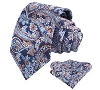 Alizeal Corbata de Paisley para Hombre con Pañuelo de Bolsillo Cuadrado para Boda Fiesta Corbata Floral y Conjunto de Pañuelo, Taille unique
