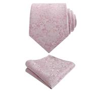 Alizeal Corbata floral para hombre con pañuelo colorido y elegante corbata de color claro y pañuelo de bolsillo para hombres boda, 125-rosa rubor + coral, Taille unique