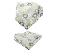 Alizeal Corbata floral para hombre de 8 cm con bolsillo cuadrado a la moda, elegante, para bodas y negocios, 146 verde salvia+amarillo, Taille unique