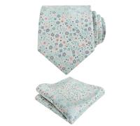 Alizeal Juego de corbata floral de color claro para hombre y corbata cuadrada de bolsillo con flores pequeñas coloridas para boda y fiesta, 142-verde claro, Taille unique
