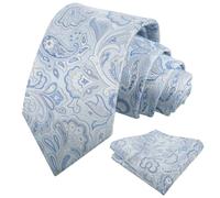 Alizeal Juego de corbata y pañuelo de bolsillo para hombre, diseño de cachemira, ideal para bodas, fiestas, clásicas, 953-Haze Blue, Taille unique