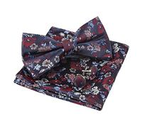 Alizeal Juego de pajarita, pañuelo y gemelos de cachemira para hombre, 006-Navy+Red, Taille unique