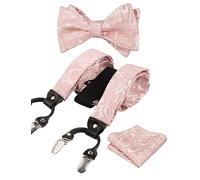Alizeal Pajarita ajustable con estampado floral de cachemira para hombre, pañuelo de bolsillo y elástico en forma de Y, juego de 6 clips, Blush Pink, Taille unique