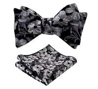 Alizeal Pajarita clásica colorida con estampado floral para hombre, para boda, fiesta, con bolsillo cuadrado, 090-Negro + Blanco, Taille unique