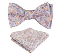 Alizeal Pajarita clásica colorida con estampado floral para hombre, para boda, fiesta, con bolsillo cuadrado, 045-Azul+Naranja, Taille unique