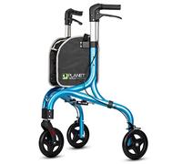 alk - Andador rodante de 3 ruedas para personas mayores, ultraligero y plegable para ancianos, ayuda de movilidad de tres ruedas de aluminio, azul brillante