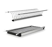 ALK Escurreplatos Acero Inoxidable AISI 304 con Bandeja - Escurridor Platos y Vasos - Organizador Cocina - Escurreplatos Armario - Disponible en Dos Acabados (Acero Inoxidable, M900)