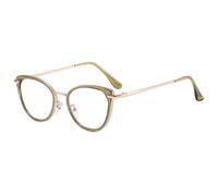 ALKAHE Gafas de lectura clásicas sin filtro de luz azul para mujer y hombre, ojo de gato, ayuda de lectura, marco de metal, ayuda visual, gafas ligeras HD, Gafas verdes, medium