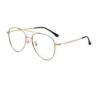 ALKAHE Pilot Gafas de filtro de luz azul sin graduación para hombre y mujer, marco completo de titanio, marco de doble puente con lente intercambiable, Marco negro y dorado, large