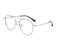 ALKAHE Pilot Gafas de filtro de luz azul sin graduación para hombre y mujer, marco completo de titanio, marco de doble puente con lente intercambiable, Marco de plata negro, large