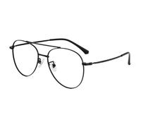 ALKAHE Pilot Gafas de filtro de luz azul sin graduación para hombre y mujer, marco completo de titanio, marco de doble puente con lente intercambiable, Marco negro, large