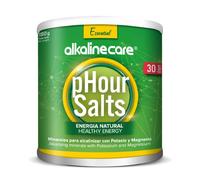 Alkaline Care pHour Salts Polvo 180g - 4 Sales Carbonatadas: Bicarbonato de Sodio, Potasio, Calcio, Carbonato de Magnesio - Alcanizante para Remineralización y Equilibrio del pH - 30 Dosis
