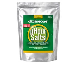 Alkaline Care pHour Salts Polvo - Suplemento para Remineralización, Energía y Digestión | 4 Sales Carbonatadas - Bicarbonato de Sodio, Potasio, Calcio, Carbonato de Magnesio (720g)