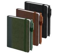 ALKALO Paquete de 3 cuadernos de bolsillo, cuaderno pequeño A6 para tomar notas, diarios para escribir mini blocs de notas con soporte para bolígrafo, 120 páginas, papel grueso de 100 g/m² (verde