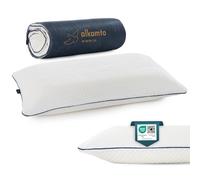 alkamto Almohada de espuma viscoelástica de 70 x 45 cm, almohada ergonómica para el cuello, certificado Oeko-Tex, funda transpirable y termorreguladora, hipoalergénica y lavable, ideal para personas