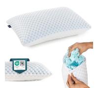 Alkamto Almohada de gel ajustable - 73 x 48 cm - Almohada de espuma viscoelástica refrescante con doble cara de seda de hielo y viscosa - Ideal para dormir de espalda, vientre y de lado - Tamaño Queen