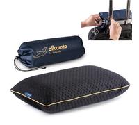 alkamto Almohada de Viaje Almohada de Camping Almohada ergonómica de Espuma viscoelástica con Funda reguladora de Temperatura Oeko-Tex Fabricada en Verde (40 x 25 x 10 cm Negro)