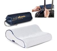 alkamto Almohada de viaje - Almohada ergonómica de espuma viscoelástica para acampar con funda de almohada que regula la temperatura, incluye bolsa de transporte impermeable