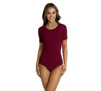 Alkato Body Mujer Manga Corta de Algodón - Body Mujer con Cuello Redondo y Cierre de Corchetes, Rojo Oscuro, S (Largo 170-176 cm)