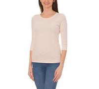 Alkato Camiseta con Mangas 3/4 con Escote Redondo para Mujer, Crema, XL