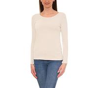 Alkato Camiseta de Manga Larga para Mujer, Crema, L