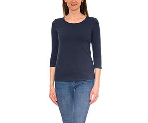 Alkato Camiseta Mujer Manga 3/4, Azul Oscuro, S