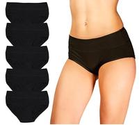 Alkato Ropa Interior Femenina de Algodón Bragas Cintura Alta con Encaje Pack de 5, 1671S-LO Braguita de Talle Alto/Negro, 5XL