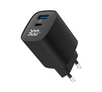 alkaya Cargador USB C GaN de 30 W con pantalla digital, cargador rápido USB-C y USB-A, adaptador compacto USB C para casa, oficina y viajes, cargador USB seguro para iPhone, Samsung, Nexus, tablet y