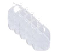 Alki Textile Pack 5 Unidades - Babero Rizo Impermeable - Baberos Bebe Guarderia Blancos con Cierre Ajustable Baberos de Tela para Guarderia Suaves Absorbentes Lavables Recién Nacido Niño Niña
