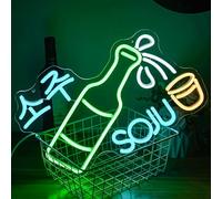 alkkign Soju - Letrero de neón coreano Soju con luz de neón LED de vidrio Soju, letrero de neón coreano para bar, restaurante, cocina, restaurante, decoración de bodega