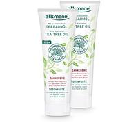 alkmene Pasta de dientes con aceite de árbol de té para dientes sensibles - crema de dientes vegana para dientes sensibles sin siliconas ni parabenos - con flúor 2x 100 ml