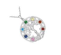 Alksubbm Collar con colgante de árbol de la vida, diseño simbólico de lunas de corazón, para madre, cumpleaños, Navidad, cadena ajustable para mujer, collar con colgante de luna y corazón, One Size