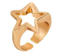Alksubbm Dazzling Star - Anillos de apertura para parejas, diseño vintage Y2K, anillos de apertura de plata/oro, anillos ajustables, joyería de fiesta para mujer, One Size, como se describe, como se