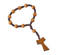 Alksubbm Rosario religioso clásico de 8 mm, cuentas de madera con cruces para uso diario o comodidad espiritual, regalo religioso, cuentas de rosario de madera