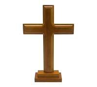 Alksubbm Soporte de madera para decoración de cruz con soporte, mesa de exhibición de doble cara para decoración de capilla del hogar, regalo de decoración de madera para pared