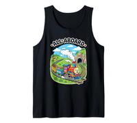 All Aboard Entusiasta Vintage Steam Choo Tren Cita Papá Mamá Camiseta sin Mangas