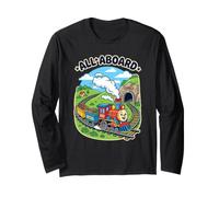 All Aboard Entusiasta Vintage Steam Choo Tren Cita Papá Mamá Manga Larga