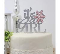 All About Details Decoración para tartas de invierno con temática de "It's A Girl", 1 unidad, decoración de fiesta, decoración para tarta de baby shower, temática de invierno, decoración de baby shower, con purpurina (rosa claro y plateado)
