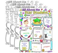 All About Me - Carteles para estudiantes de clase para niños para llenar la primera semana de escuela, tamaño grande, 17 x 22 pulgadas