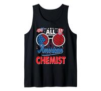 All American Chemist American Flag Sunglasses 4th of July Camiseta sin Mangas