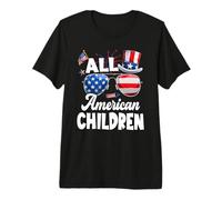 All American Children American Flag Sunglasses 4th of July Camiseta Premium
