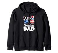 All American Dad American Flag Sunglasses 4th of July Sudadera con Capucha