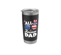 All American Dad American Flag Sunglasses 4th Of July Vaso térmico de acero inoxidable de doble pared