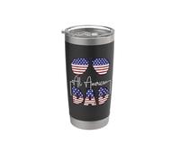 All American Dad USA Flag Sunglasses 4th Of July Vaso térmico de acero inoxidable de doble pared