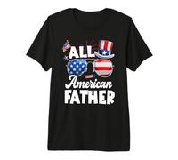 All American Father American Flag Sunglasses 4th of July Camiseta Premium