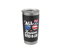 All American Father In Law USA Flag Sunglasses 4th Of July Vaso térmico de acero inoxidable de doble pared