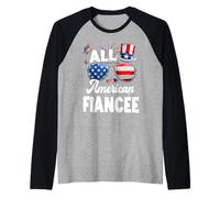 All American Fiancee American Flag Sunglasses 4th of July Camiseta Manga Raglan
